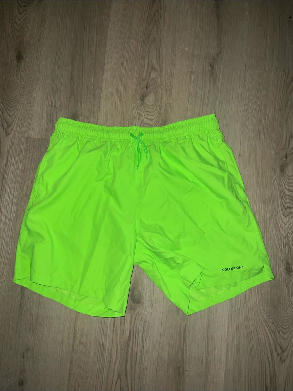 Collusion Men’s Green Swim Trunks Size L | Drawstring Board Shorts